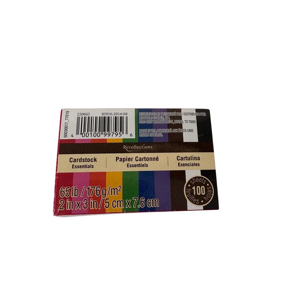 Recollections Essentials Cardstock 2” x 3” 65 lb Multicolor 100 Sheets